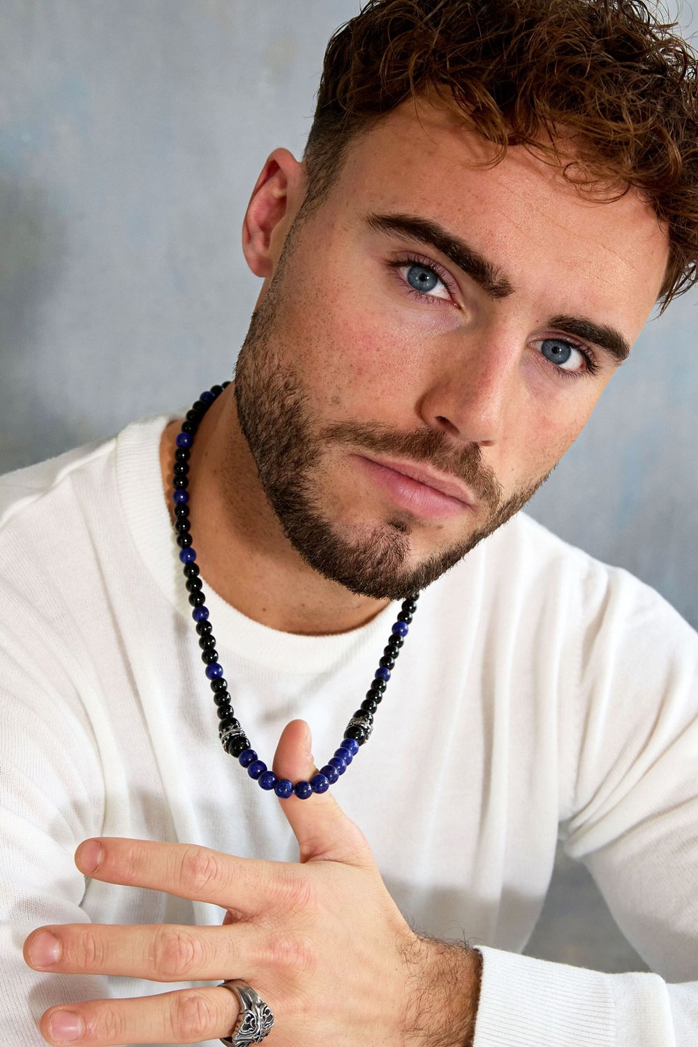 Men's necklace beads - black/blue h5Picture4